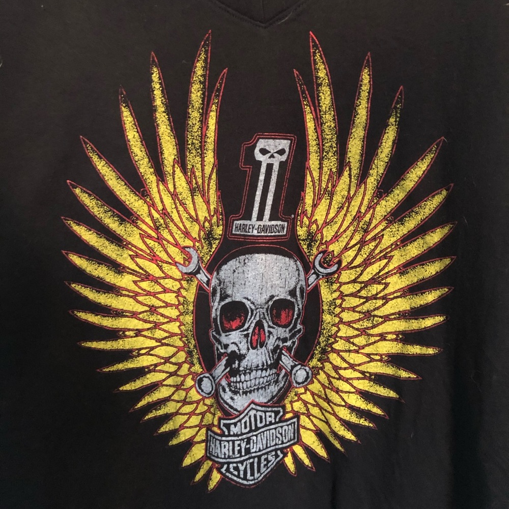 HARLEY DAVIDSON MENs T-SHIRT WINGED SKULL XLBLACK